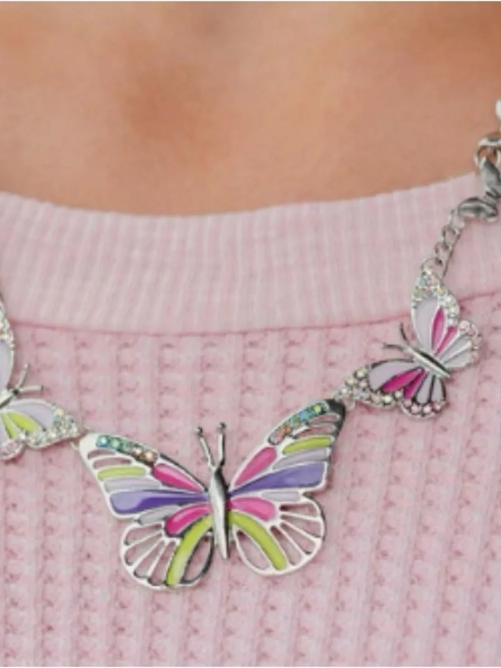 paparazzi Pink Purple Lime Butterfly Necklace and Hoop Earring Set